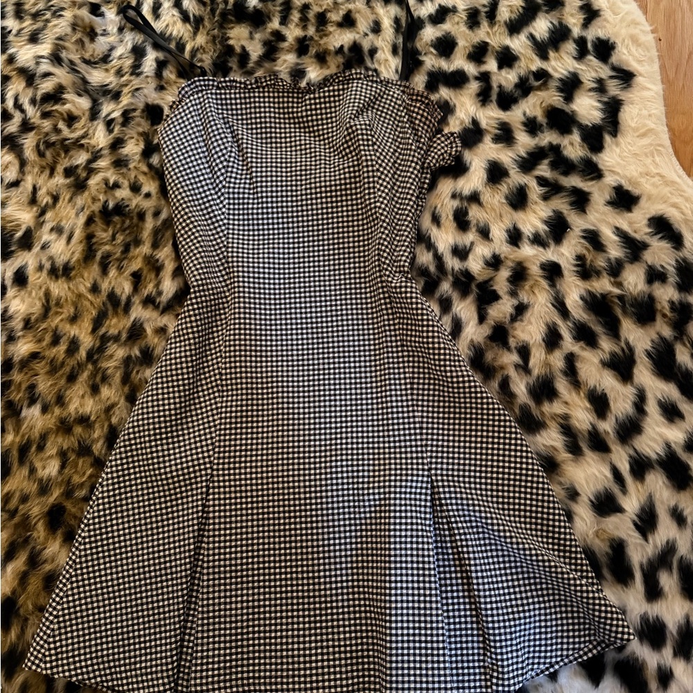 Zara Black and White Gingham Mini Dress